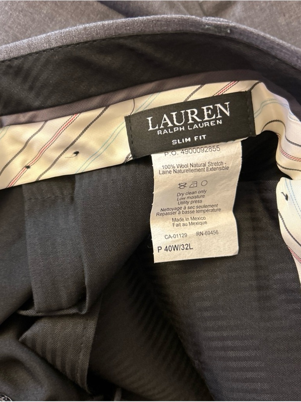 NWT Lauren Ralph Lauren Men's Dress Pants 40x32 Medium Grey Slim Fit UltraFlex - Picture 5 of 10